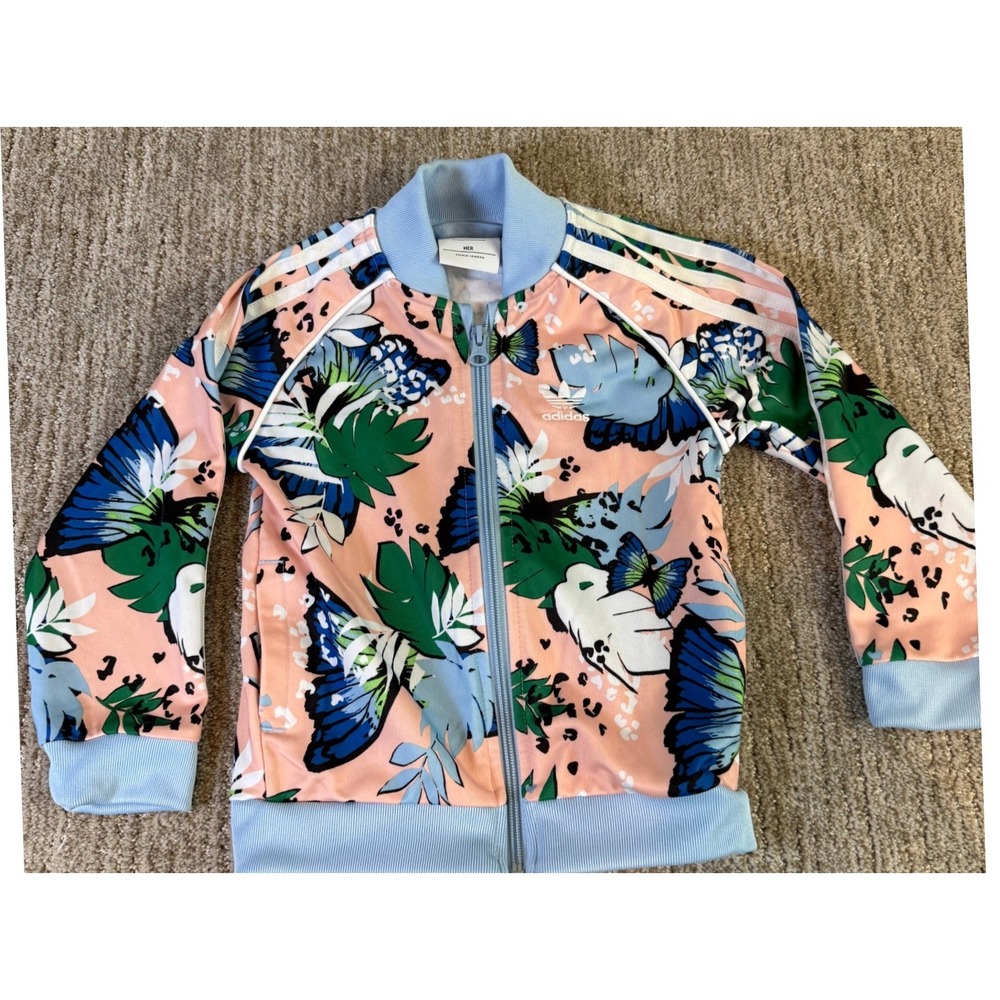 Adidas Originals HER Studio London Girls Butterfly Floral Track Jacket Size 5T